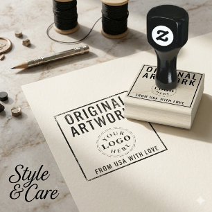 Sello De Caucho Arte de madera con logotipo de texto de arte origi