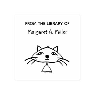 Sello De Caucho Arte divertido y genial de gato de la biblioteca p