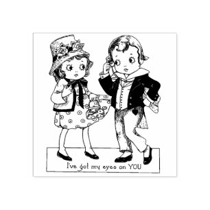 Sello De Caucho Arte vintage de San Valentín de niños y niñas de l