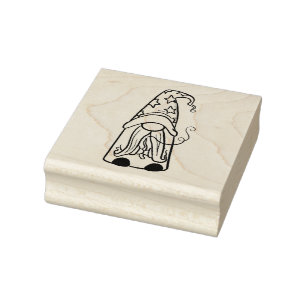 Sello De Caucho Asistente Gnome Wood Art Stamp