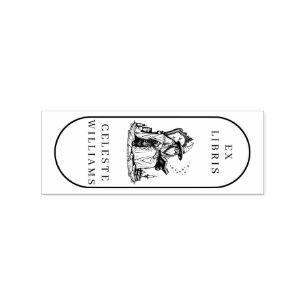 Sello De Caucho Asistente mágico Ex Libris Library Bookplate Book