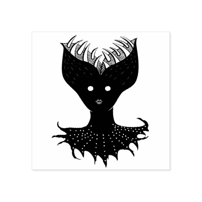 Sello De Caucho Asombroso Chica Demonio Carácter gótico oscuro con (Impresión)