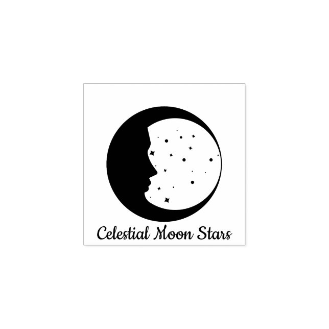 Sello De Caucho Astrología de la Luna Estelar Celeste (Impresión)