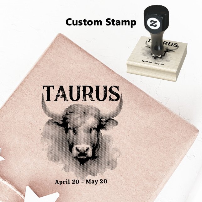 Sello De Caucho Astrología del toro Taurus Personalizado del Rótul (Coordinate Your Taurus Zodiac-Themed Party with Extras Like This Customizable Stamp!)