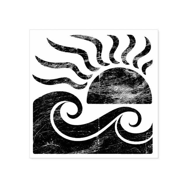 Sello De Caucho Atardecer tropical de verano moderno y trendy      (Impresión)