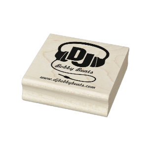 Sello De Caucho audífonos de DJ detalles de nombre de negocio sel