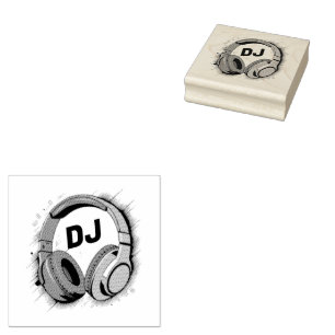 Sello De Caucho Auriculares con DJ de música