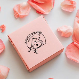 Sello De Caucho Ave pequeña hecha a mano con amor por (nombre pers