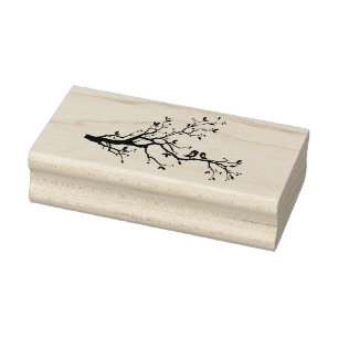 Sello De Caucho Aves amorosas en una rama de árbol