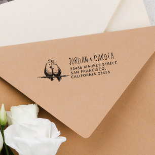 Sello De Caucho Aves   Nombres de boda personalizados y dirección 