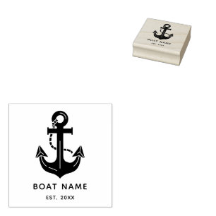 Sello De Caucho Azul Náutico Marino Nombre de Barco Personalizado