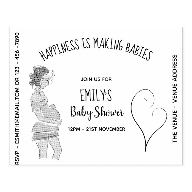Sello De Caucho Baby Shower Invitation INK STAMP - DIY Pregunto (Impresión)