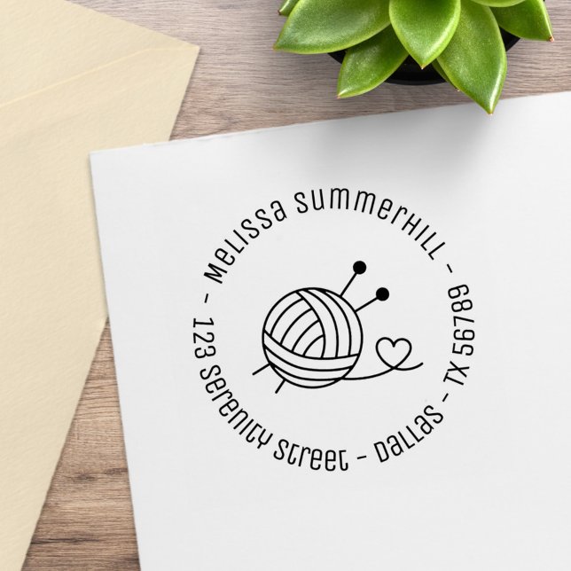 Sello De Caucho Ball of Knitting Yarn Craft Round Address 4 (Subido por el creador)