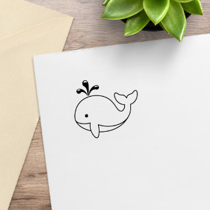 Sello De Caucho Ballena de dibujos animados regordeta 1x1