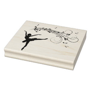 Sello De Caucho Ballerina Dancing with Music Notes
