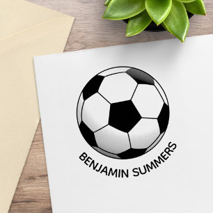 Sello De Caucho Balón de fútbol con nombre personalizado