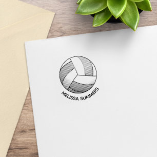 Sello De Caucho Balón de Voleibol Nombre Personalizado 1x1