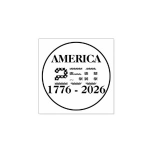 Sello De Caucho Bandera Americana 250 Aniversario EEUU 1776-2026