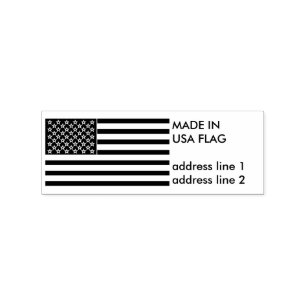 Sello De Caucho Bandera Americana Hecha en EE. UU. dirección