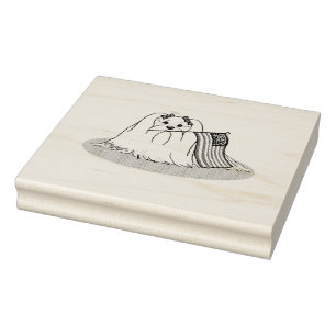 Sello De Caucho Bandera Patriótica Americana Perro Maltés de Estad