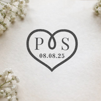 Sello De Caucho Barbed Wire Frame Heart Wedding Initial Monogram