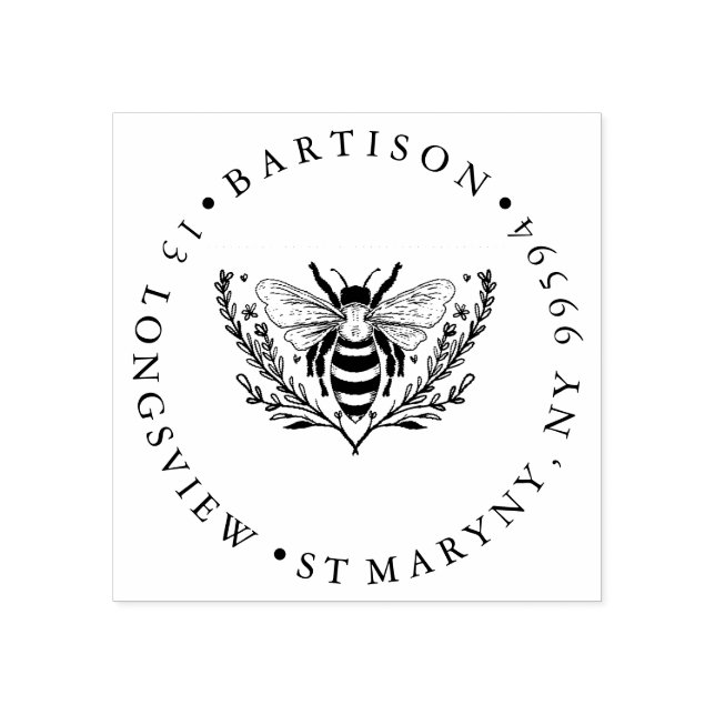 Sello De Caucho Bebé floral ROUND RETURING DIRECCION RUBBER STAMP (Impresión)