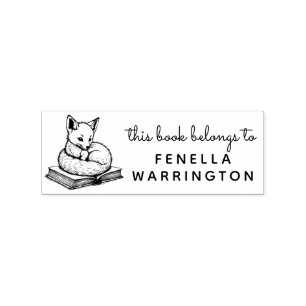 Sello De Caucho Bebé Fox Book Nook Ex Libris Stamp