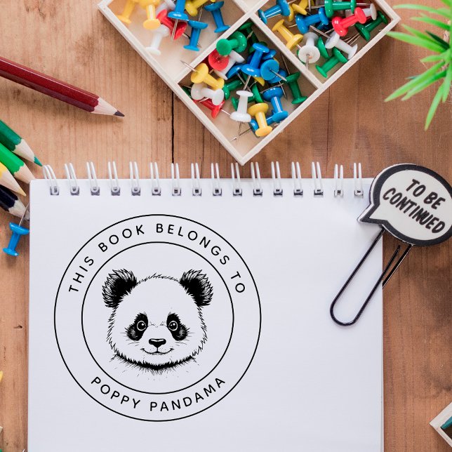 Sello De Caucho Bebé lindo Panda Este libro pertenece al nombre de (Subido por el creador)
