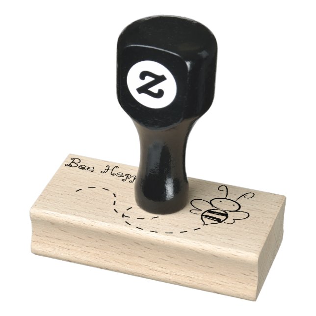 Sello De Caucho Bee Happy Black Ink Custom Name (Sello)
