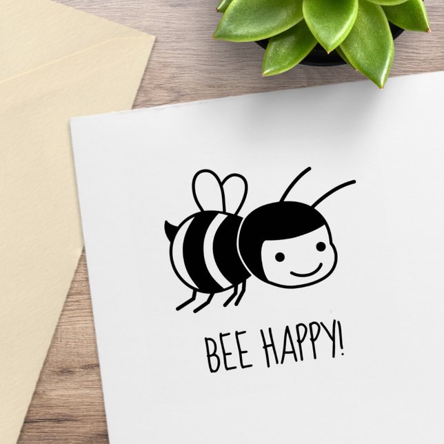 Sello De Caucho Bee Happy, Honey Bee (Subido por el creador)