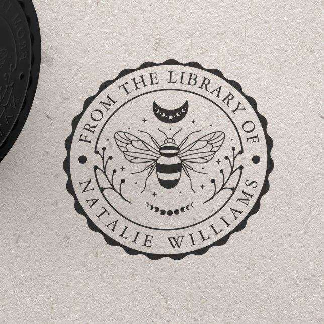 Sello De Caucho Bee Moon Floral de la Biblioteca de (Subido por el creador)