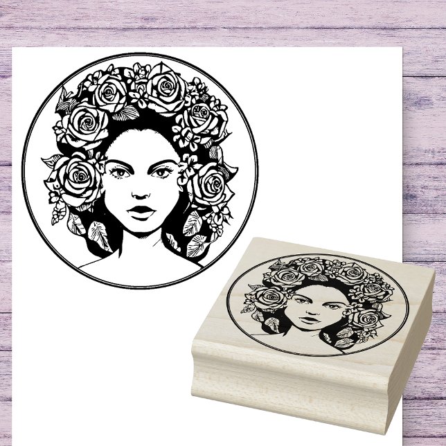 Sello De Caucho Belleza con Rosas retrato estampado de arte caucho (Elevate your creativity. Perfect for Scrapbooking, Fashion, and Beauty lovers! 🌹✨)