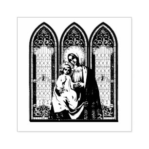 Sello De Caucho Bendita Virgen María Jesús Icono Católico