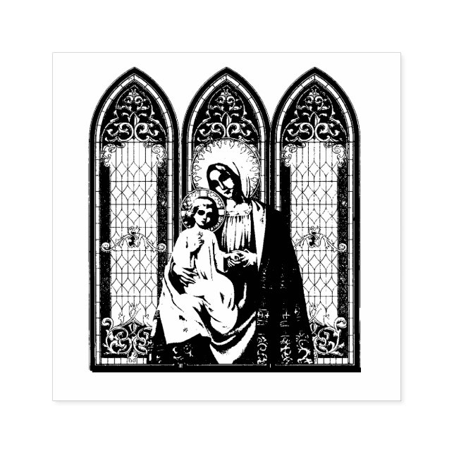 Sello De Caucho Bendita Virgen María Jesús Icono Católico (Impresión)