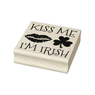 Sello De Caucho Bésame Soy los labios irlandeses Shamrock St.