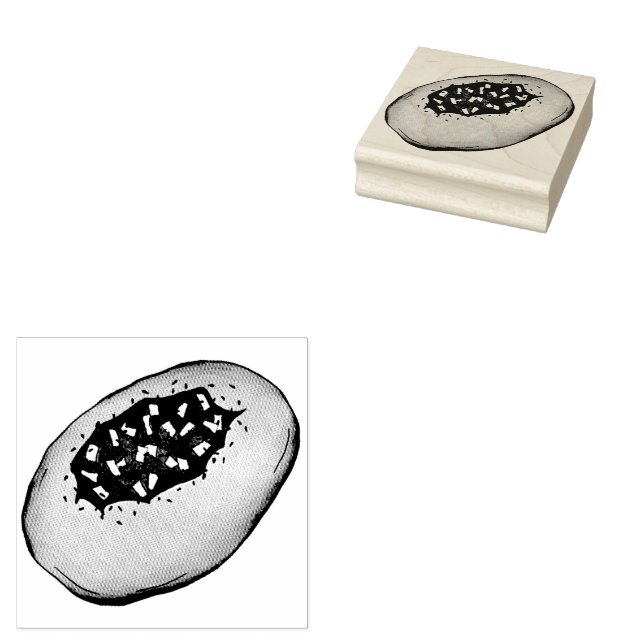 Sello De Caucho Bialy Jewish Bakery Onion Bread Poland Food (Sellado)