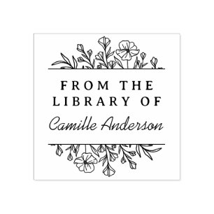 Sello De Caucho Biblioteca de guiones florales botánicos vintage