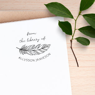 Sello De Caucho Biblioteca de libros personalizados con pluma deli