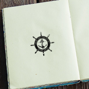 Sello De Caucho Biblioteca de rueda de barco ancla náutica moderna