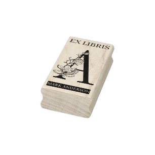 Sello De Caucho Biblioteca del libro libris EX monograma A