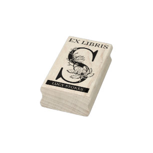 Sello De Caucho Biblioteca del libro libris EX monograma S