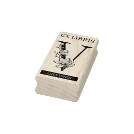 Sello De Caucho Biblioteca del libro libris EX monograma V