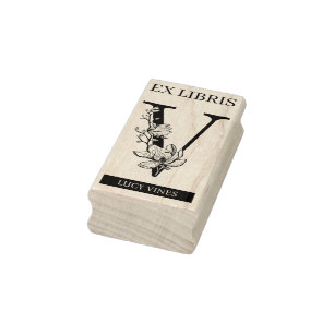 Sello De Caucho Biblioteca del libro libris EX monograma V