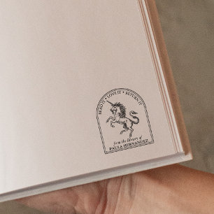 Sello De Caucho Biblioteca Fantasy Unicorn de la Biblioteca de