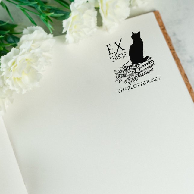 Sello De Caucho Biblioteca Gato Moderna, Libro  (Subido por el creador)