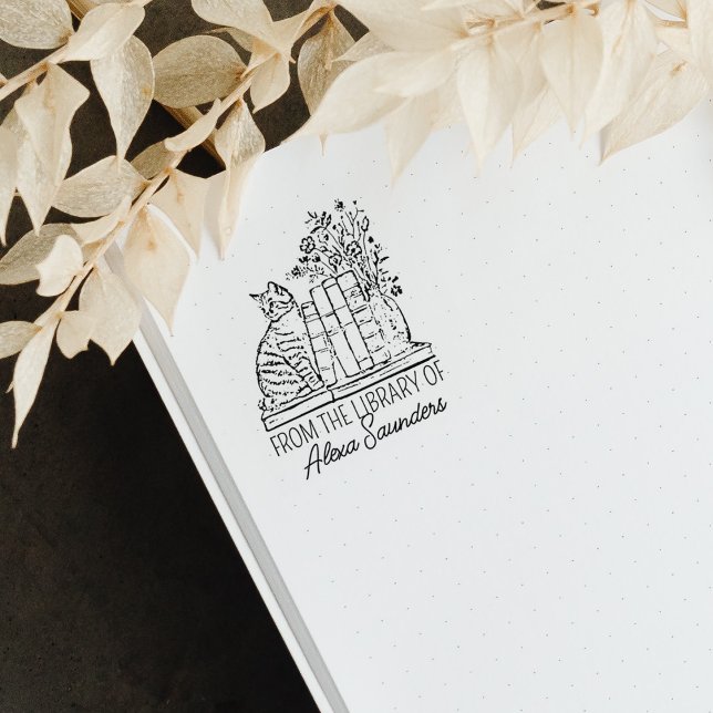 Sello De Caucho Biblioteca personalizada de gato (Subido por el creador)