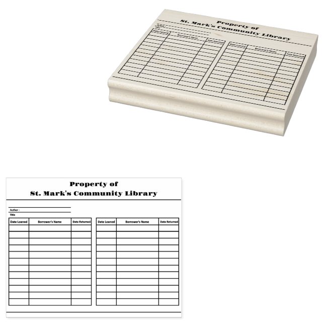 Sello De Caucho Biblioteca personalizado Registro de Prestatarios (Sellado)