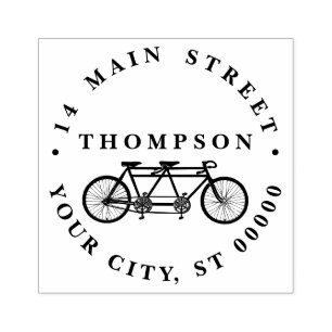 Sello De Caucho Bicicleta antigua para dos / Dirección de biciclet