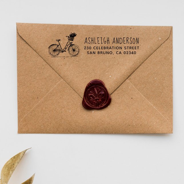 Sello De Caucho Bicicleta Con Flores Dirección De Devolución De No (Subido por el creador)