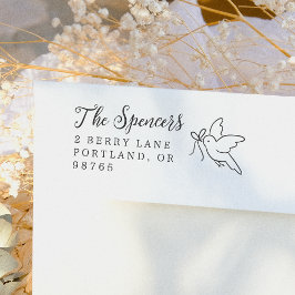 Sello De Caucho Bird & Bow Family Name & Return Address
